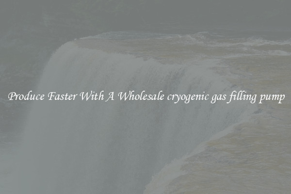 Produce Faster With A Wholesale cryogenic gas filling pump