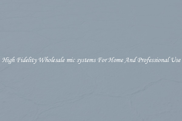 High Fidelity Wholesale mic systems For Home And Professional Use